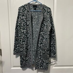 Cynthia Rowley Open Front Long Sweater Cheetah Print Small